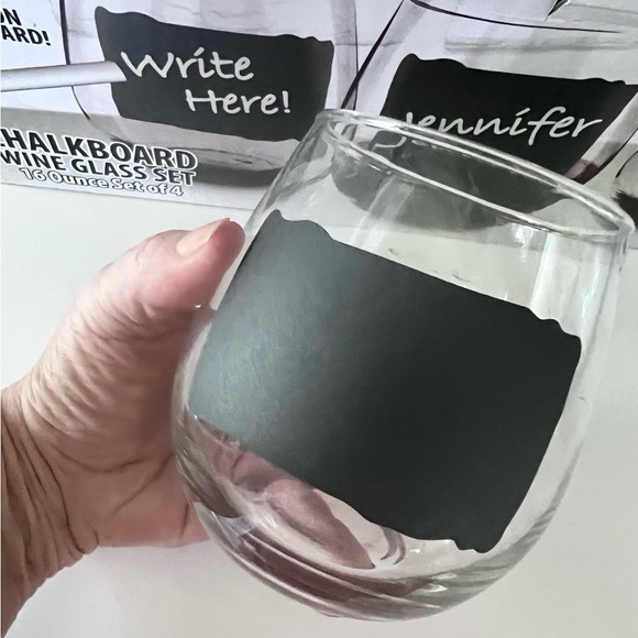 CUCINA VITA Chalkboard Stemless Wine Glass Set of 4 NEW in Box - Picture 10 of 11